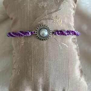 Elegant Purple Braided Bracelet with Pearl Accent